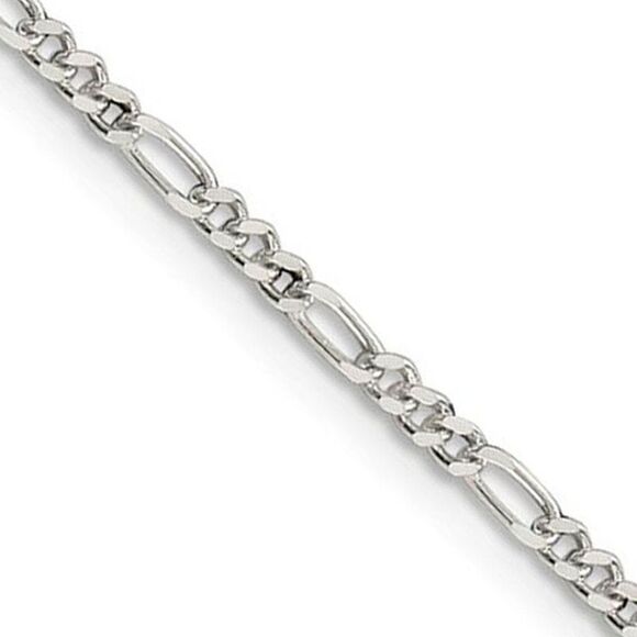 2.25mm Sterling Silver, Solid Figaro Chain Necklace, 18 Inch - Picture 1 of 8